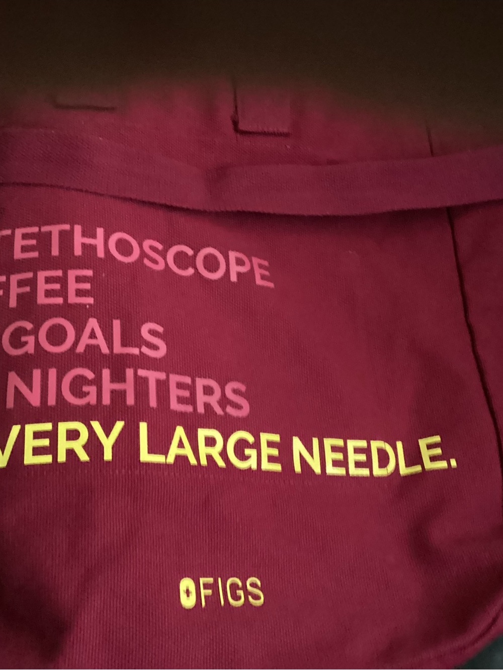 Figs Maroon Tote with Yellow Text